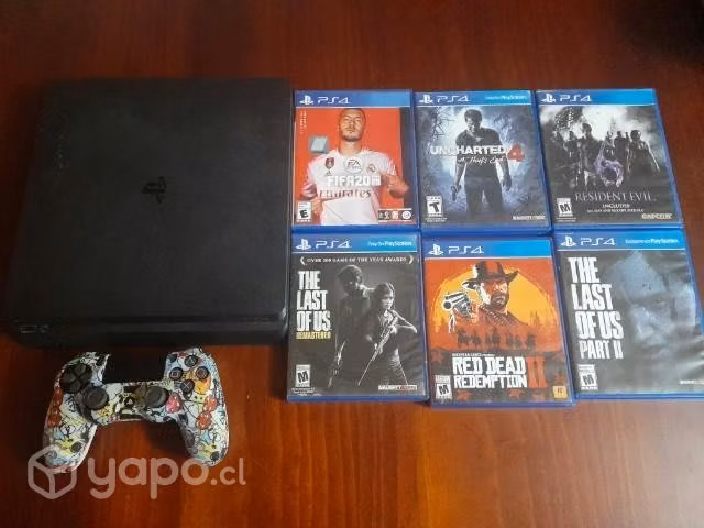 Ps4 + 6 juegos físicos y 14 digitales + 1 control