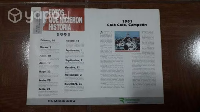 Colo colo Lamina 1991el mercurio oríginal siglo XX - Imagen 2