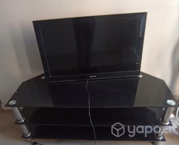 mesa de vidrio y tv led