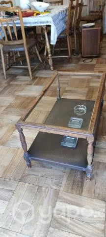 MESA DE CENTRO (CUERO/VIDRIO)