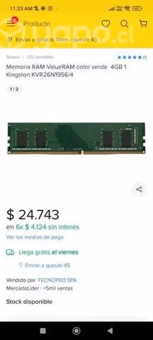 2 tarjetas ram 4gb ddr4