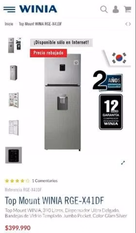 Refriherador WINIA RGE-X41DF NUEVO.! - Imagen 5