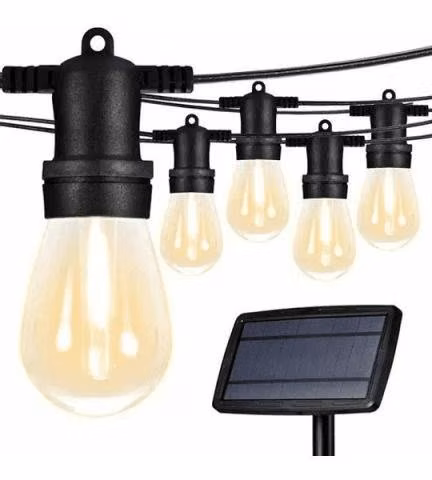 Luces Guirnalda Solar 10 Led Ampolleta Calida Cal