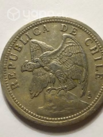 Moneda 1 peso 1933 Chile plata - Imagen 3