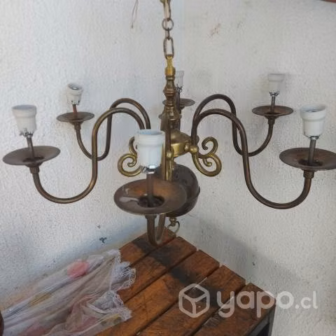 Lampara colgante de bronce 6 brasos