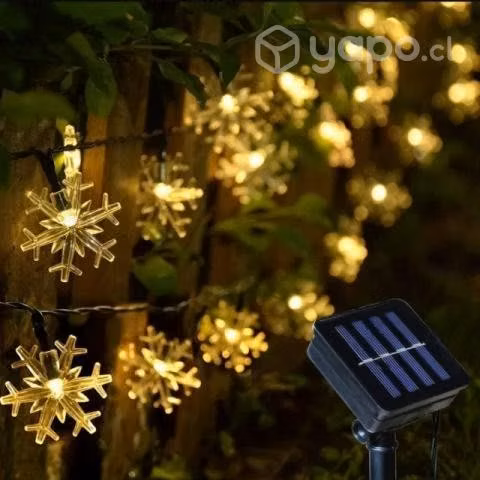 Luces Guirnalda Solar Copo De Nieve Navidad 30 Led
