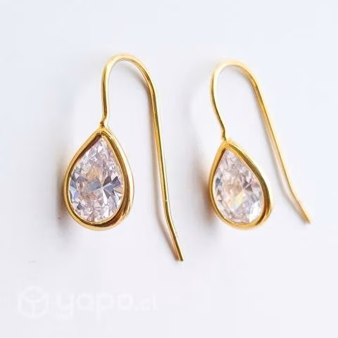 Aros Baño de Oro Gota Brillante