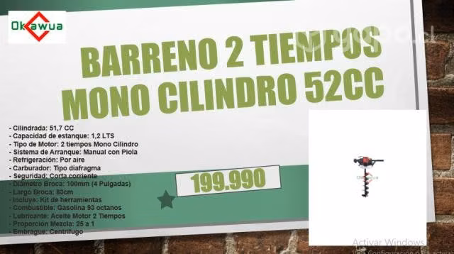 Barreno 2 Tiempos Mono Cilindro 52CC