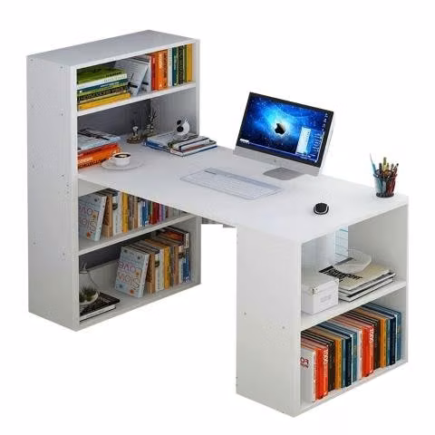 Escritorio Mesa Librero Blanco MDF Hogar