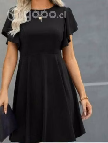 Vestido negro manga mariposa L