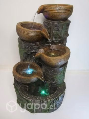 Fuente De Agua 4 Vasijas En Troncos Y Musgo 46 Cm - Imagen 2