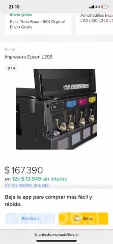 Impresora EPSON L395 (Tanque de tinta)