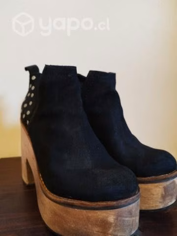 Botines de cuero con plataforma de 10cm aprox