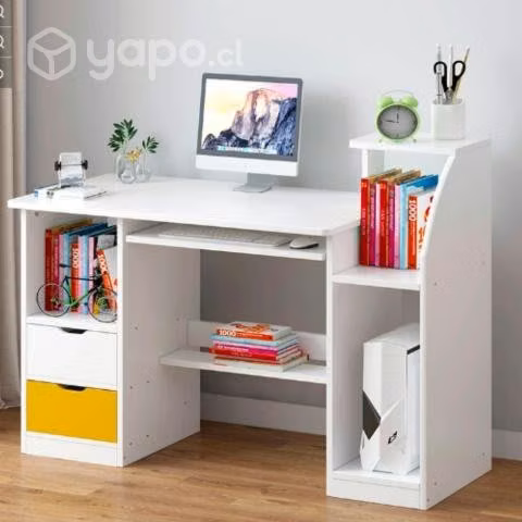 Escritorio Mesa Librero Gaveta Computador Blanco