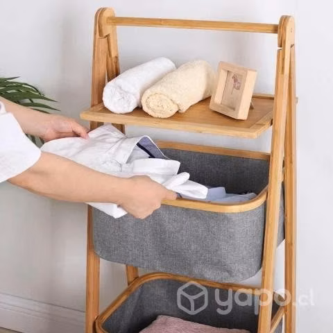 Mueble Estante Organizador Bambú Cesto - Imagen 5