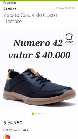 Zapato de hombre 100 % cuero Marca Clarks - Imagen 4