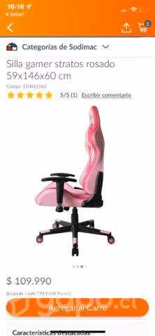 Silla gamer stratos rosado - Imagen 3