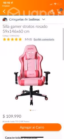 Silla gamer stratos rosado