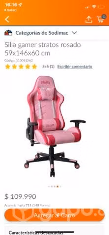 Silla gamer stratos rosado - Imagen 2