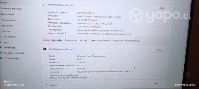 Lapton lenovo 16 gb de ram