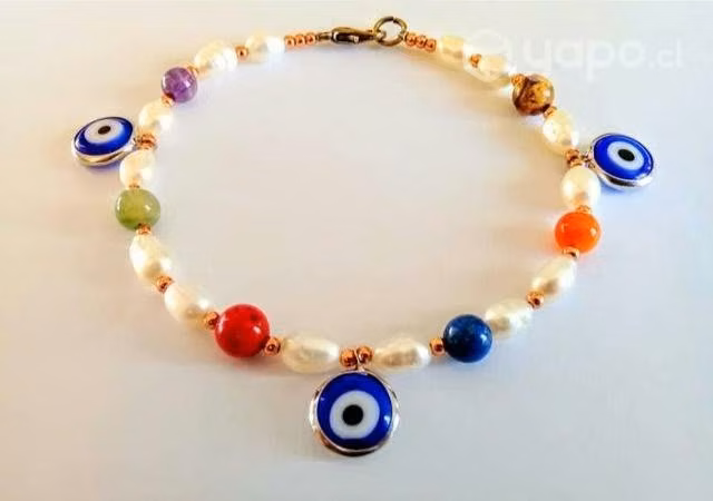 Pulsera Protectora/Ojos Turcos Cristal/Perlas/Pied