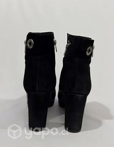 Botín Tacón 100% Cuero Marca Exs N*39 Negro - Imagen 4