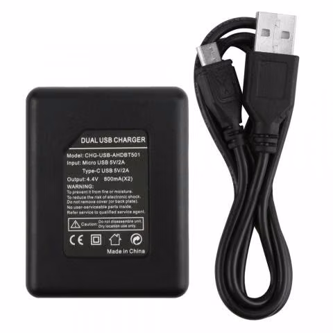 Cargador doble de baterías para Gopro hero 5 6 7 8