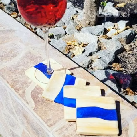 Set de posavasos de madera (4) y resina epoxi con - Imagen 2