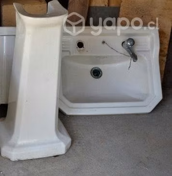 Lavatorio con pedestal, blanco, cerámico