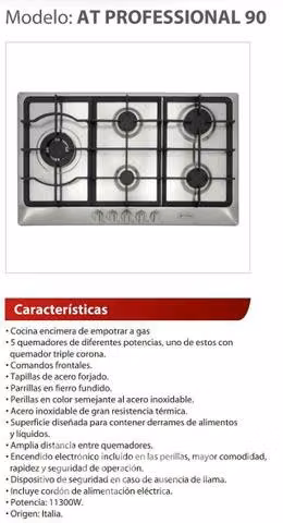 Encimera Albin TROTTER gas licuado 5p