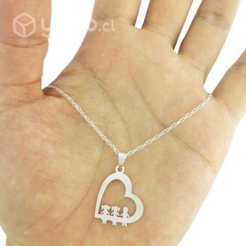 Collares de corazón con niños de plata - Imagen 4