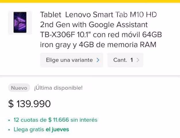 Tablet Lenovo Smart Tab M10 HD 2nd Gen - Imagen 2