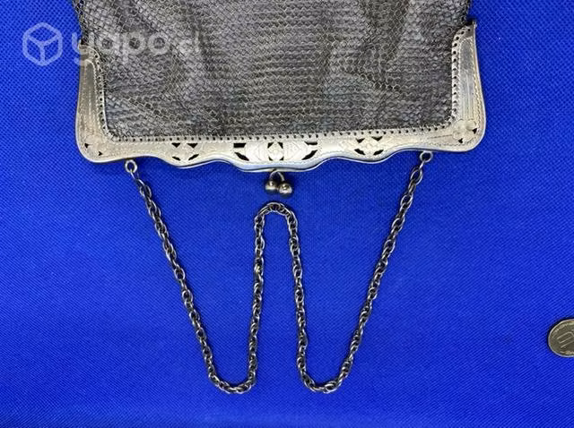 Antigua cartera de malla en Plata sólida sellada