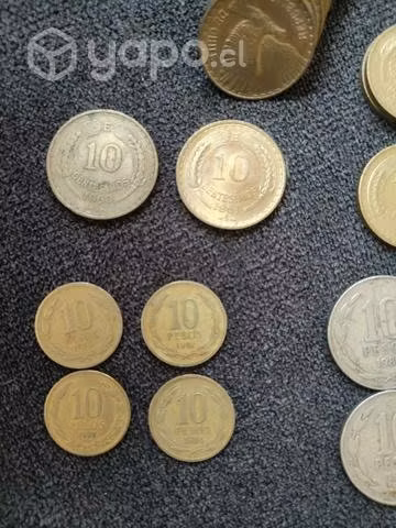 Morral con monedas antiguas chilenas