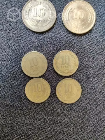 Morral con monedas antiguas chilenas
