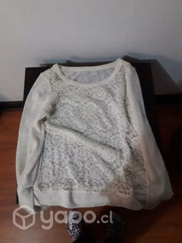 Polerón encaje blanco manga larga
