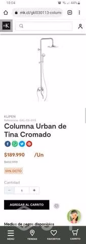 Columna ducha - tina NUEVA tienda MK Klipen
