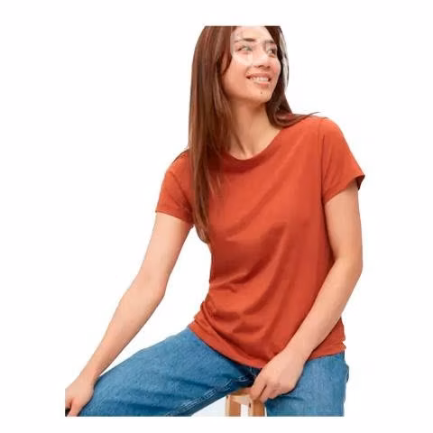 Polera Elastizada De Mujer Color Terracota