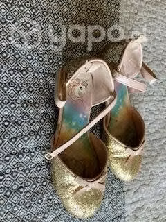 Zapatos princesa con taco talla 29 dorados brillos