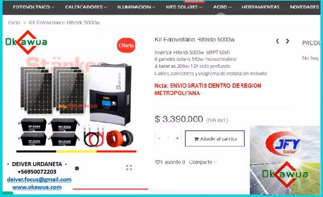 Kit fotovoltaico hibrido 5000w