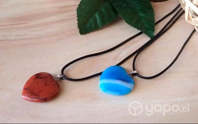 Collares de piedra natural / Jaspe rojo y Agata az - Imagen 2