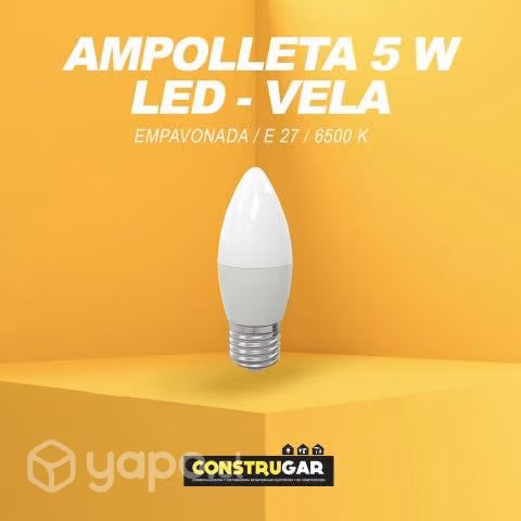 Ampolleta led vela 5w luz fria, calida e27 - e14 - Imagen 2