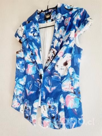 Blazer ASH manga corta. Azul flores. S - Imagen 3