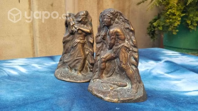 Caupolicán y Fresia esculturas bronce sujetalibros