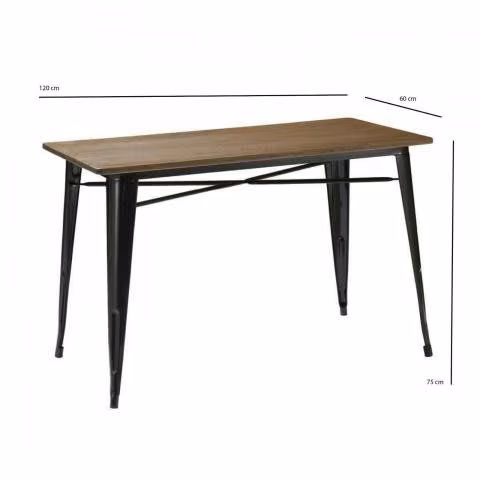 Mesa Tolix Negro 120x60cm, Pub, Personalizable, Ma