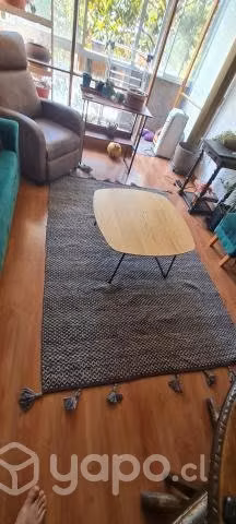 Alfombra de lana sintética café oscuro con gris