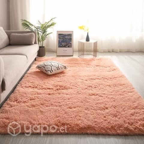 Alfombra peluda palo rosa liso de 2x3