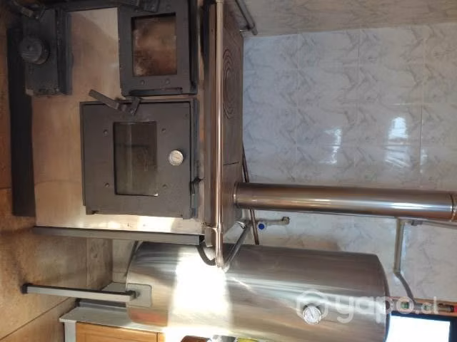 Cocina combustión lenta + serpentín + termocañon