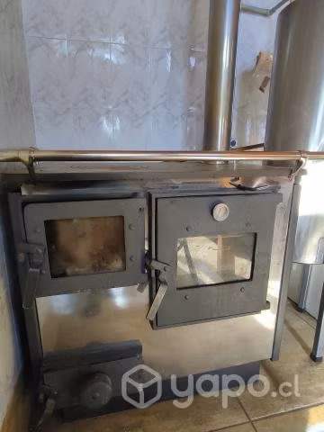 Cocina combustión lenta + serpentín + termocañon