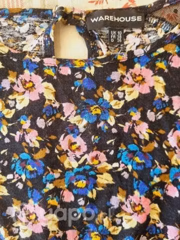 Vestido Warehouse, negro flores/encaje.S elasti - Imagen 6